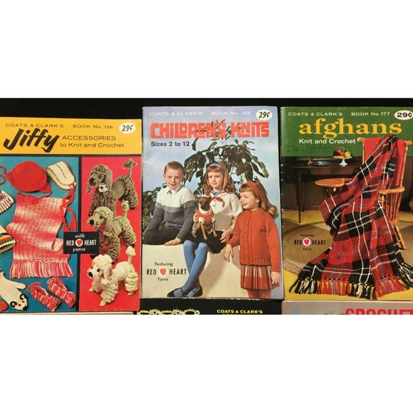Coats & Clark's Book Lot of 9 Knit & Crochet Patterns Books 1960s-1970s 1994 - Picture 2 of 7